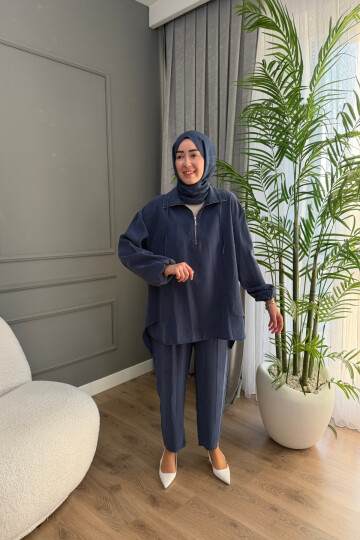 YAKASI FERMUARLI TENSEL TAKIM 4300 İNDİGO
