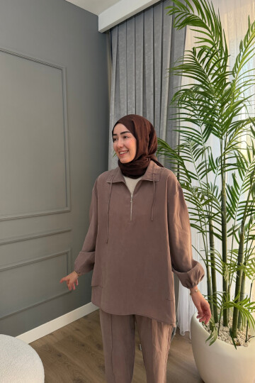 YAKASI FERMUARLI TENSEL TAKIM 4300 VİZON